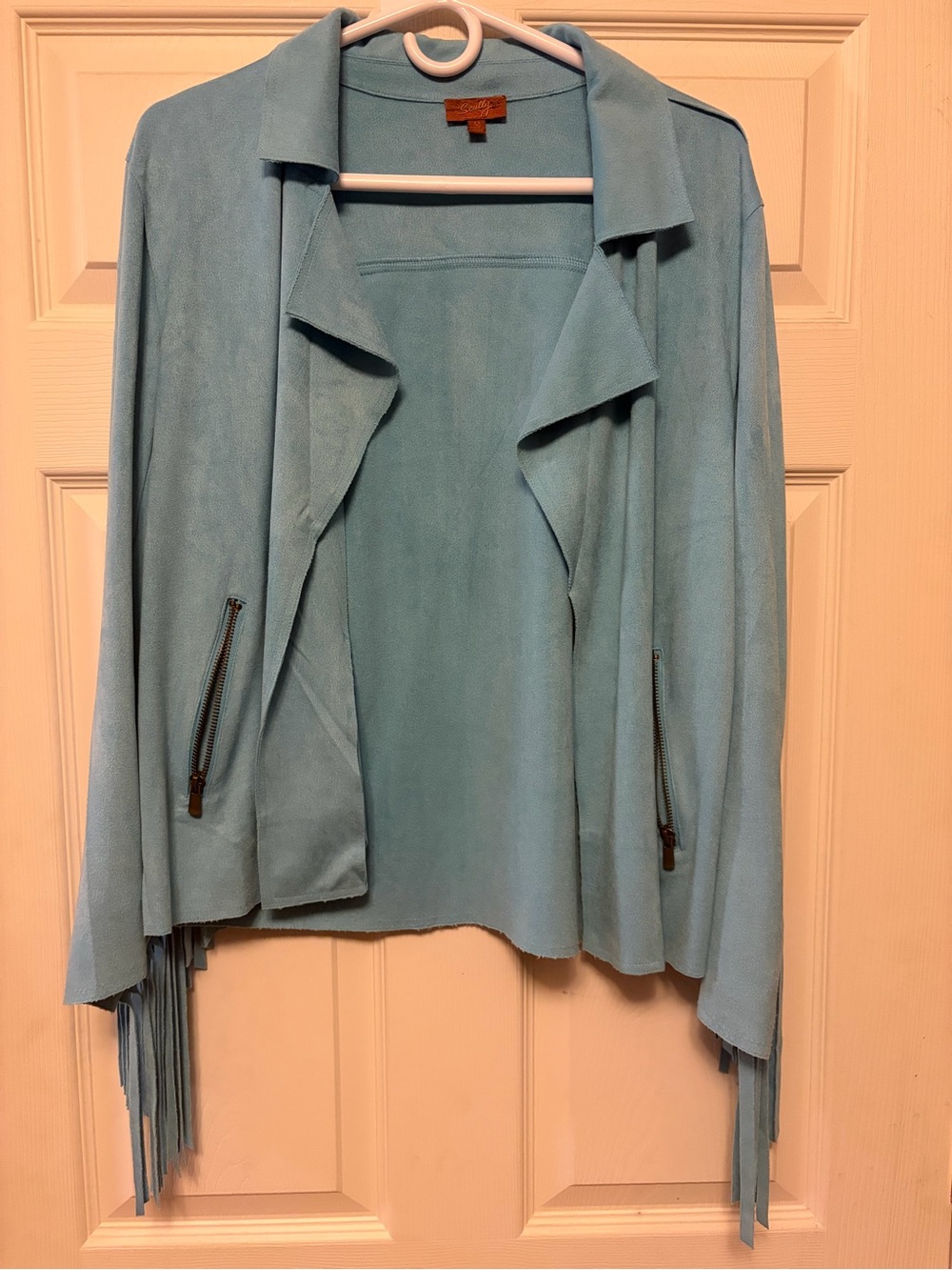 Scully Light Blue Suede Fringe Jacket
